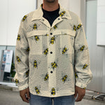 Vintage Bee Pattern Print Men's Shirt Jacket