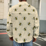 Vintage Bee Pattern Print Men's Shirt Jacket