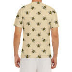 Vintage Bee Pattern Print Men's Short Sleeve Rash Guard