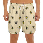 Vintage Bee Pattern Print Men's Split Running Shorts