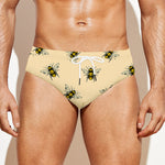 Vintage Bee Pattern Print Men's Swim Briefs