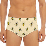 Vintage Bee Pattern Print Men's Triangle Swim Briefs