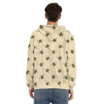 Vintage Bee Pattern Print Men's Velvet Pullover Hoodie