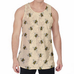 Vintage Bee Pattern Print Men's Velvet Tank Top