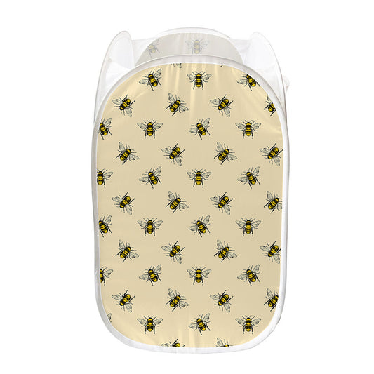 Vintage Bee Pattern Print Mesh Laundry Hamper