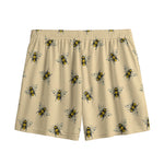 Vintage Bee Pattern Print Mesh Shorts
