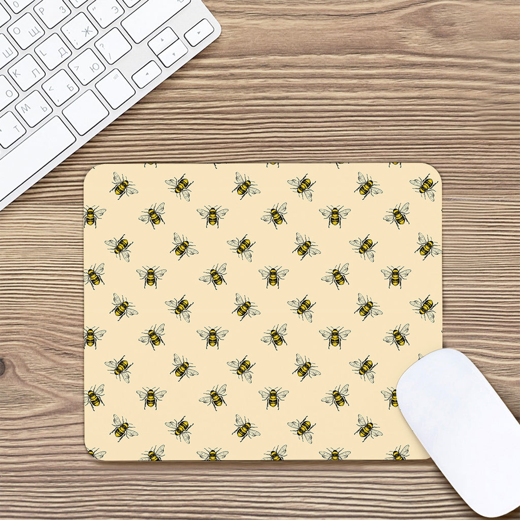 Vintage Bee Pattern Print Mouse Pad