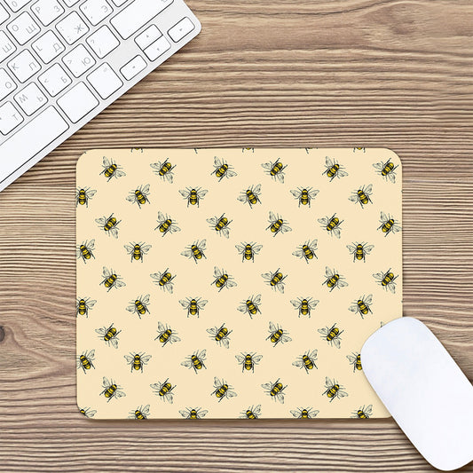 Vintage Bee Pattern Print Mouse Pad