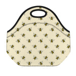 Vintage Bee Pattern Print Neoprene Lunch Bag