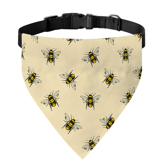 Vintage Bee Pattern Print Over The Collar Dog Bandana