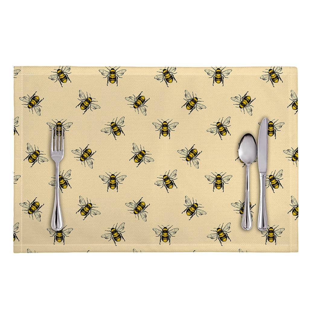 Vintage Bee Pattern Print Placemat