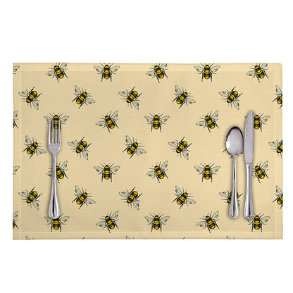 Vintage Bee Pattern Print Placemat