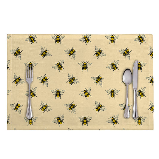 Vintage Bee Pattern Print Placemat