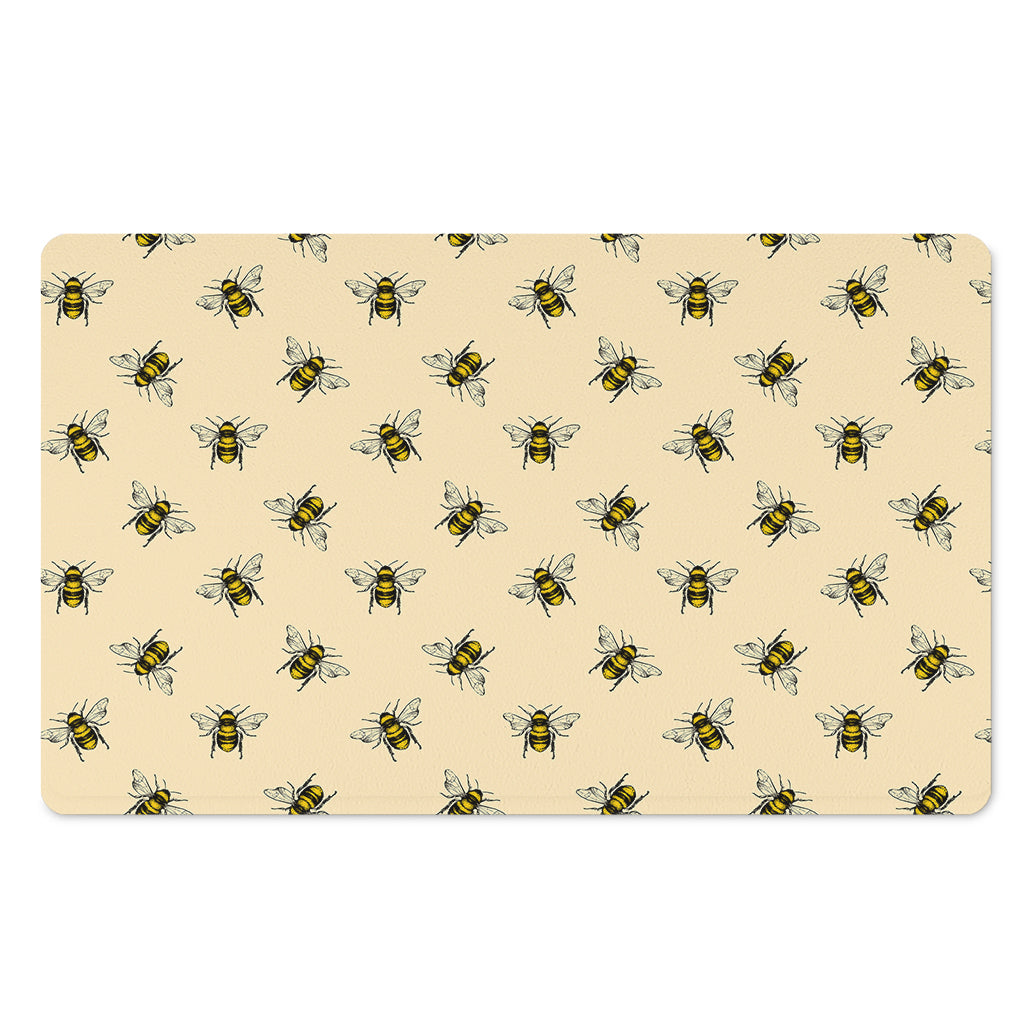 Vintage Bee Pattern Print Polyester Doormat