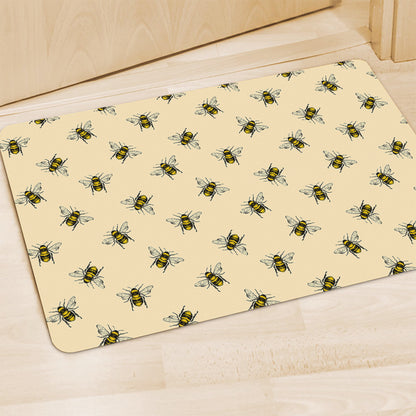 Vintage Bee Pattern Print Polyester Doormat