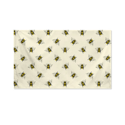 Vintage Bee Pattern Print Polyester Flag