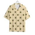 Vintage Bee Pattern Print Rayon Hawaiian Shirt