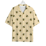Vintage Bee Pattern Print Rayon Hawaiian Shirt