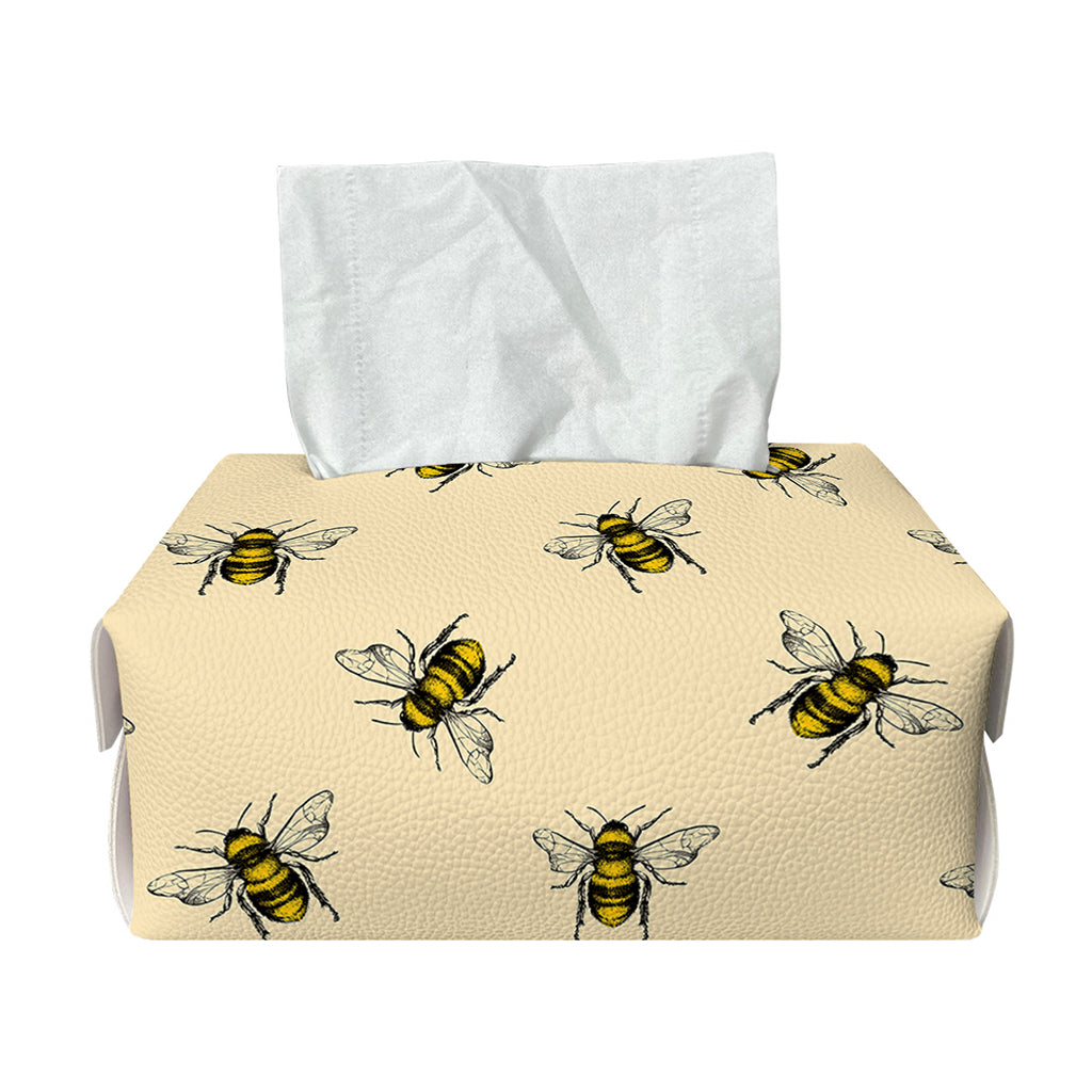 Vintage Bee Pattern Print Rectangle Tissue Box Cover