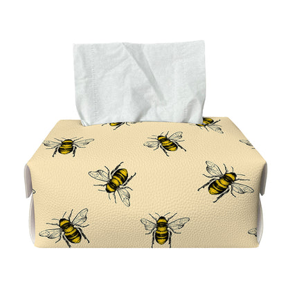 Vintage Bee Pattern Print Rectangle Tissue Box Cover