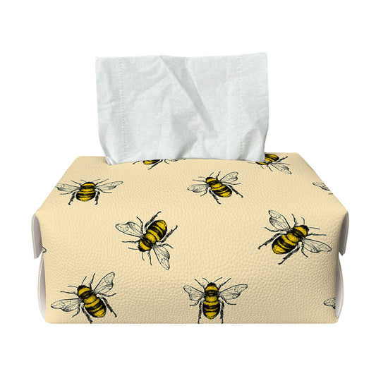 Vintage Bee Pattern Print Rectangle Tissue Box Cover