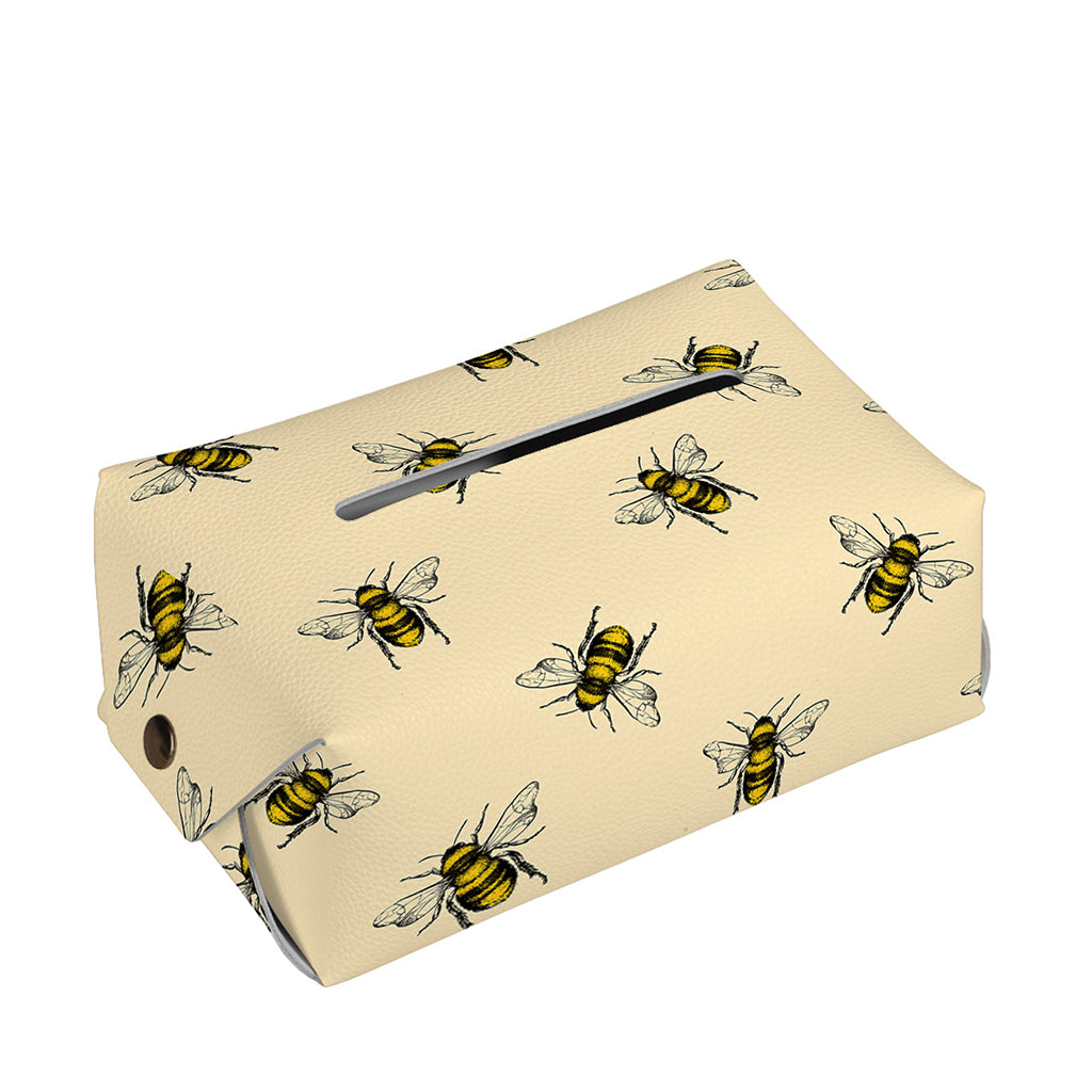 Vintage Bee Pattern Print Rectangle Tissue Box Cover