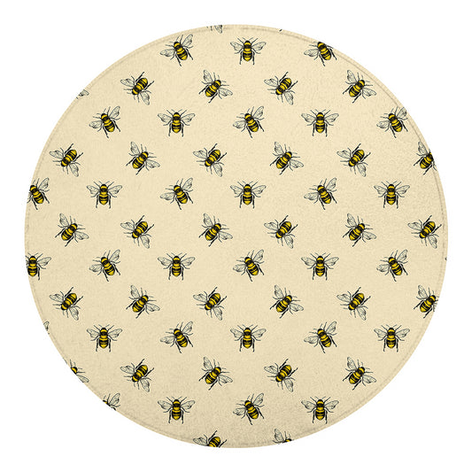 Vintage Bee Pattern Print Round Blanket