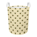 Vintage Bee Pattern Print Round Laundry Basket