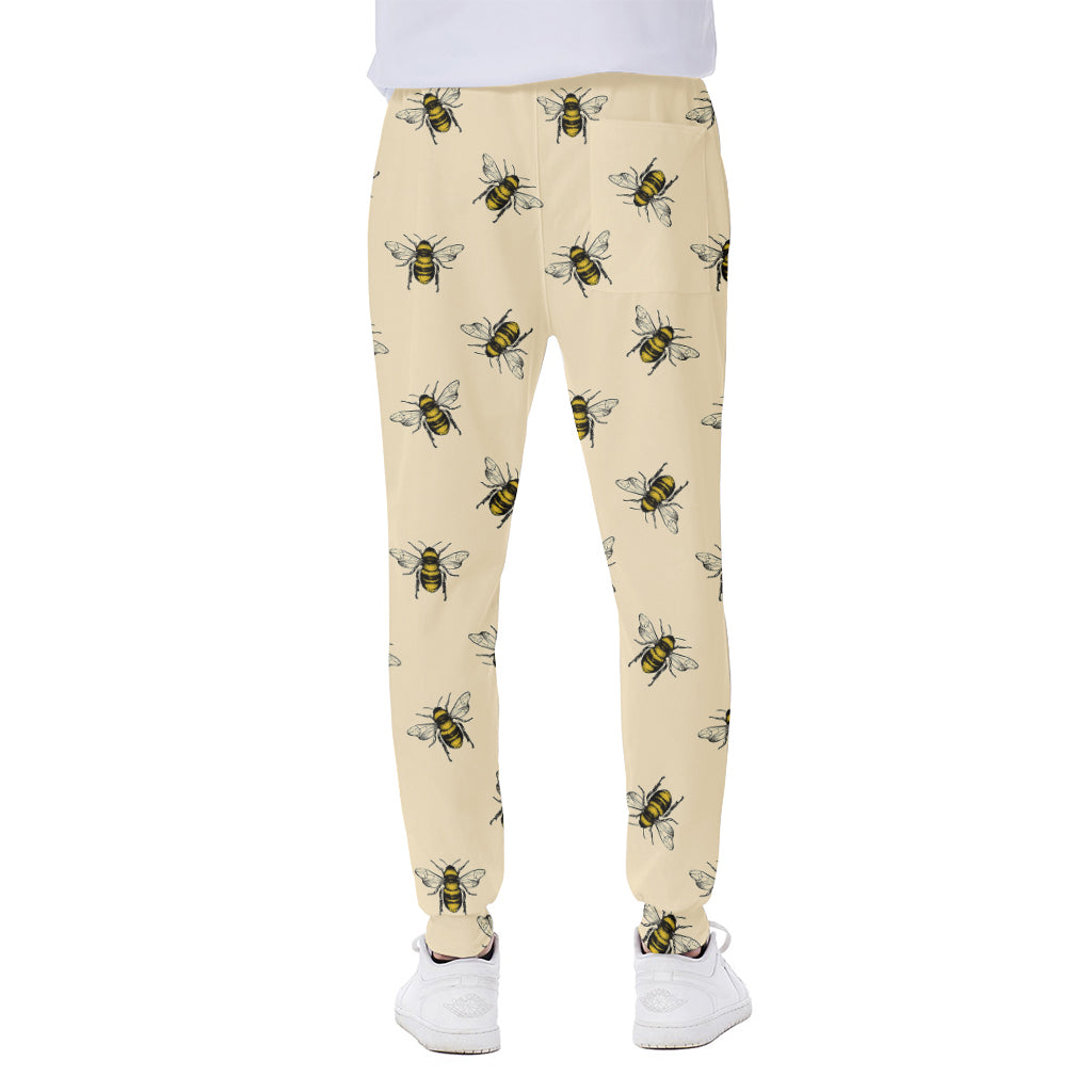 Vintage Bee Pattern Print Scuba Joggers