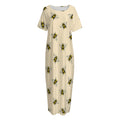 Vintage Bee Pattern Print Short Sleeve Long Nightdress