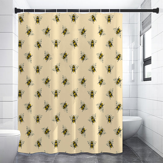 Vintage Bee Pattern Print Shower Curtain