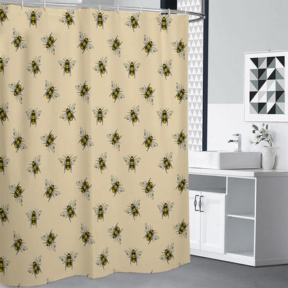 Vintage Bee Pattern Print Shower Curtain