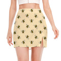 Vintage Bee Pattern Print Side Slit Mini Skirt