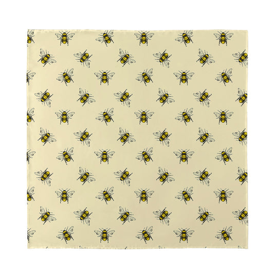 Vintage Bee Pattern Print Silk Bandana