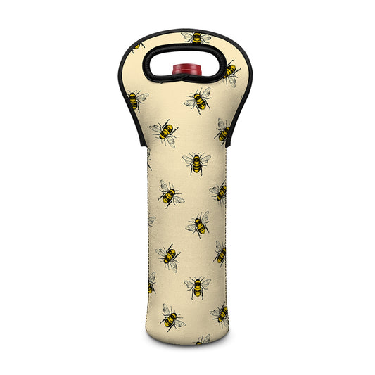 Vintage Bee Pattern Print Single Neoprene Wine Tote