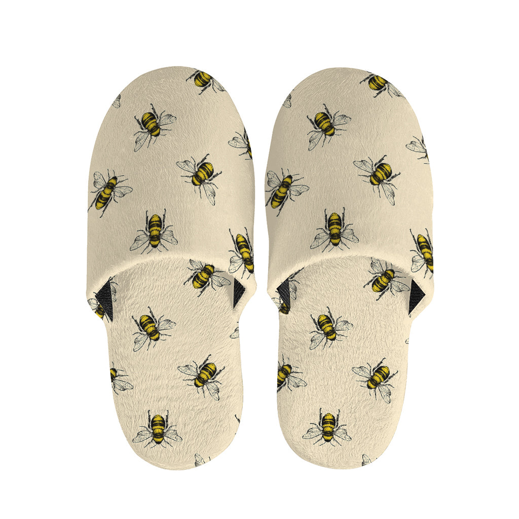 Vintage Bee Pattern Print Slippers