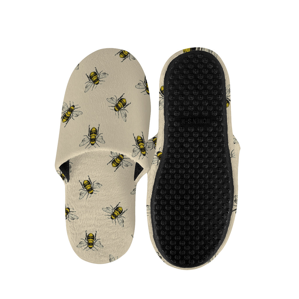 Vintage Bee Pattern Print Slippers