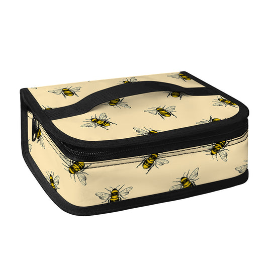 Vintage Bee Pattern Print Small Lunch Bag