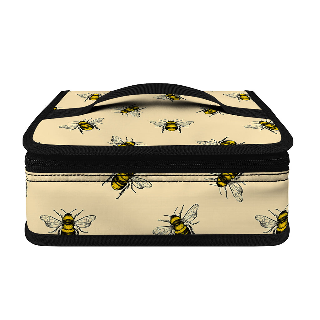 Vintage Bee Pattern Print Small Lunch Bag