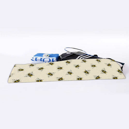 Vintage Bee Pattern Print Sports Towel