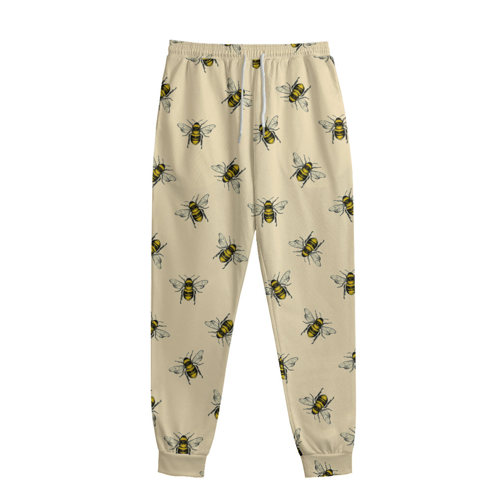 Vintage Bee Pattern Print Sweatpants