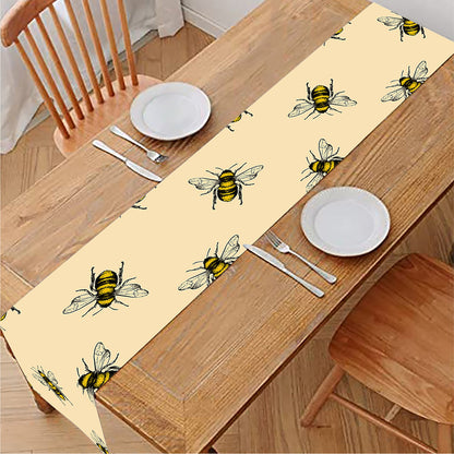 Vintage Bee Pattern Print Table Runner