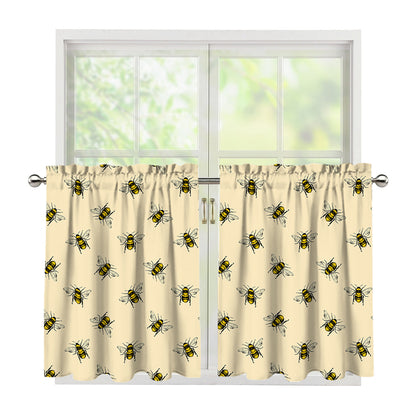Vintage Bee Pattern Print Tier Curtains