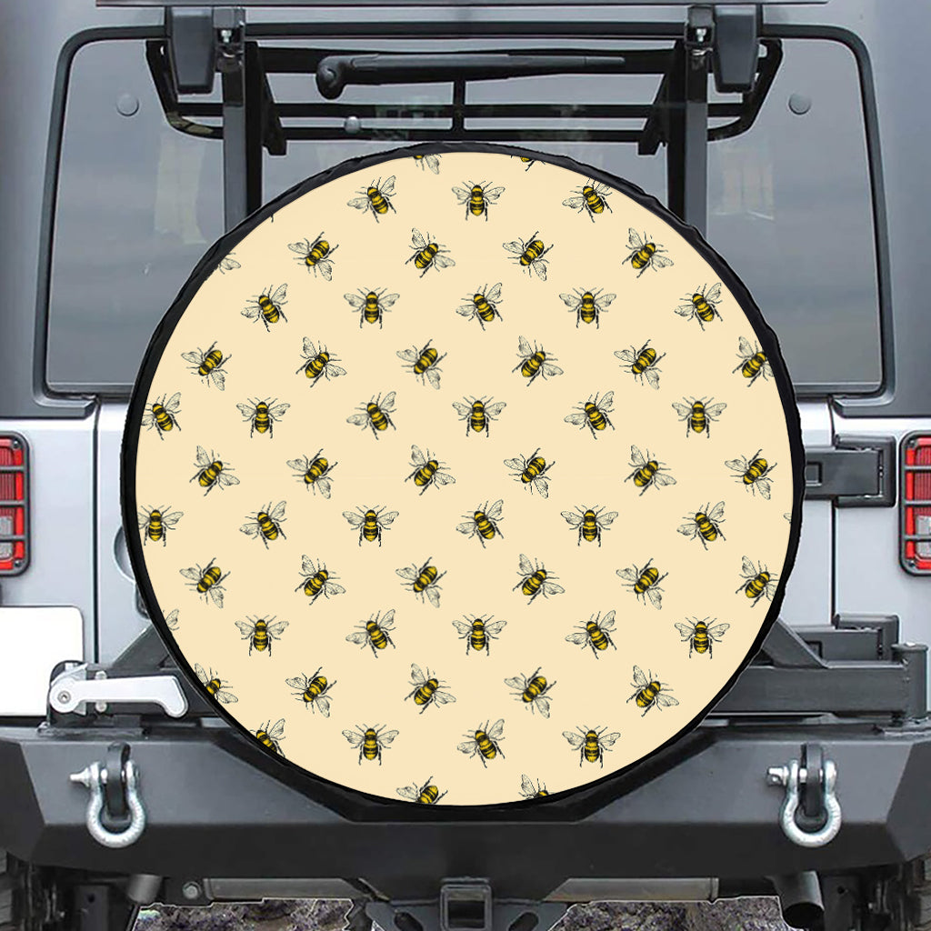 Vintage Bee Pattern Print Tire Cover