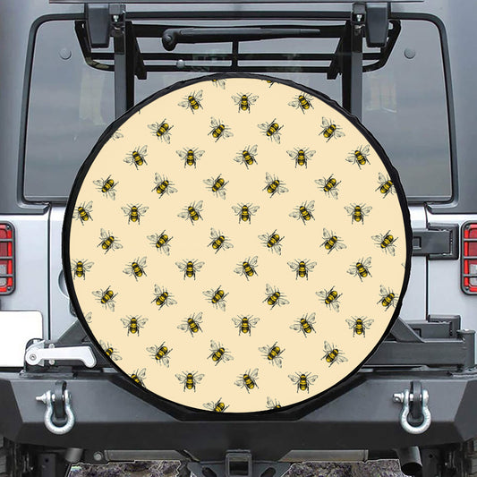 Vintage Bee Pattern Print Tire Cover