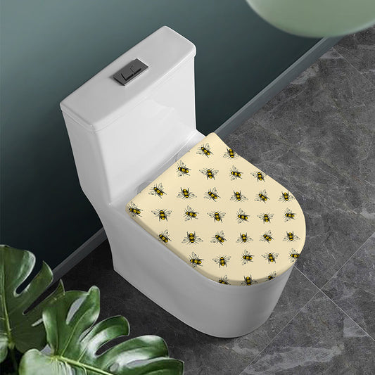 Vintage Bee Pattern Print Toilet Lid Cover