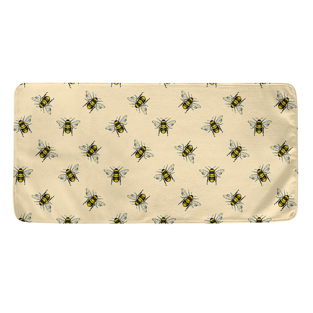 Vintage Bee Pattern Print Towel