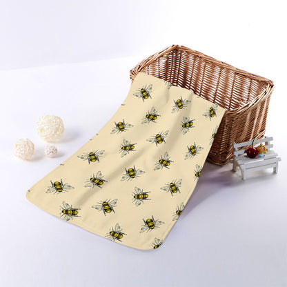 Vintage Bee Pattern Print Towel