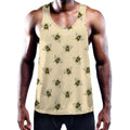 Vintage Bee Pattern Print Men's Workout Tank Top