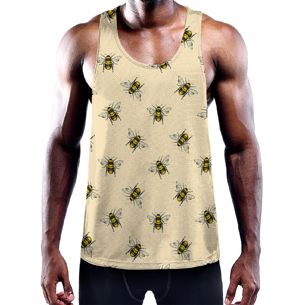 Vintage Bee Pattern Print Training Tank Top